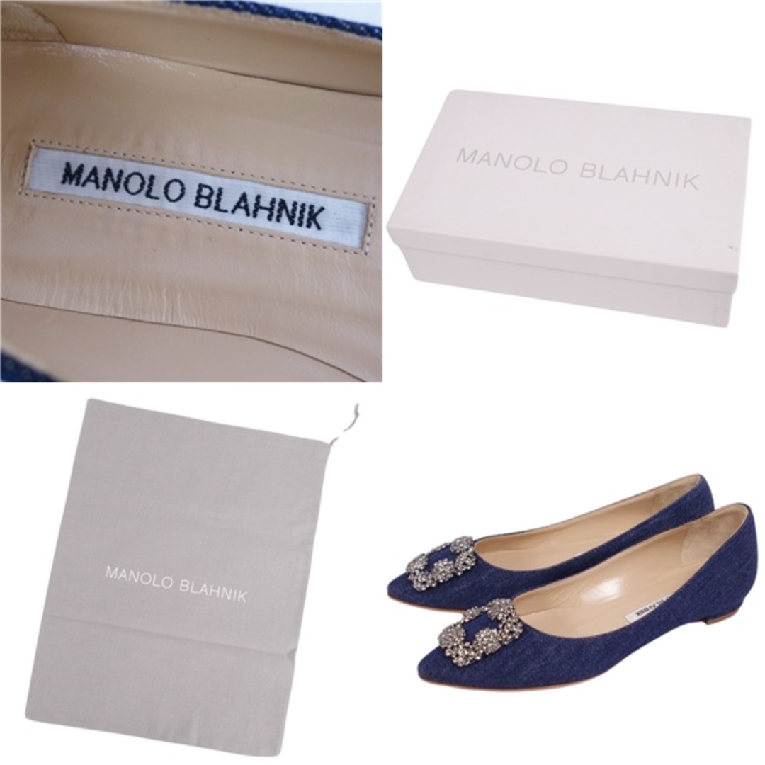 MANOLO BLAHNIK(マノロブラニク)の美品 マノロ・ブラニク Manolo Blahnik パンプス ハンギシ フラット ポインテッドトゥ デニム シューズ レディース 35(22cm相当) インディゴブルー レディースの靴/シューズ(ハイヒール/パンプス)の商品写真