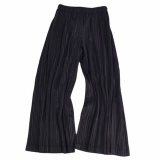 美品 プリーツプリーズ イッセイミヤケ PLEATS PLEASE パンツ ロングパンツ プリーツ 無地 ボトムス レディース 4(XL相当) ブラック