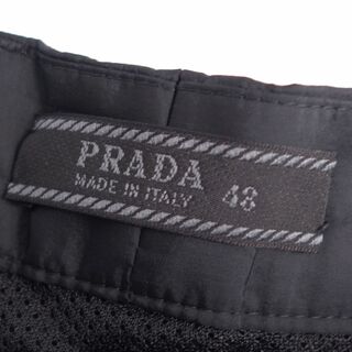 美品 プラダ PRADA パンツ ロングパンツ ナイロンパンツ 裏メッシュ 無地 ボトムス メンズ 48(M相当) ブラック