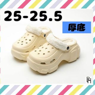 【♡新品・送料無料♡】秋冬　ファー入り　厚底　クロックスタイプ　サンダル(サンダル)