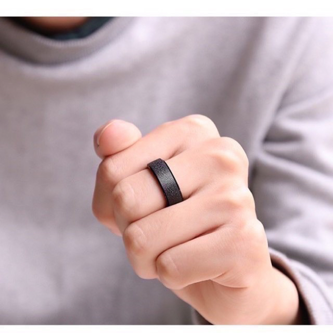 6㎜ ラフリング ブラック ステンレスリング ステンレス指輪 ピンキーリング メンズのアクセサリー(リング(指輪))の商品写真