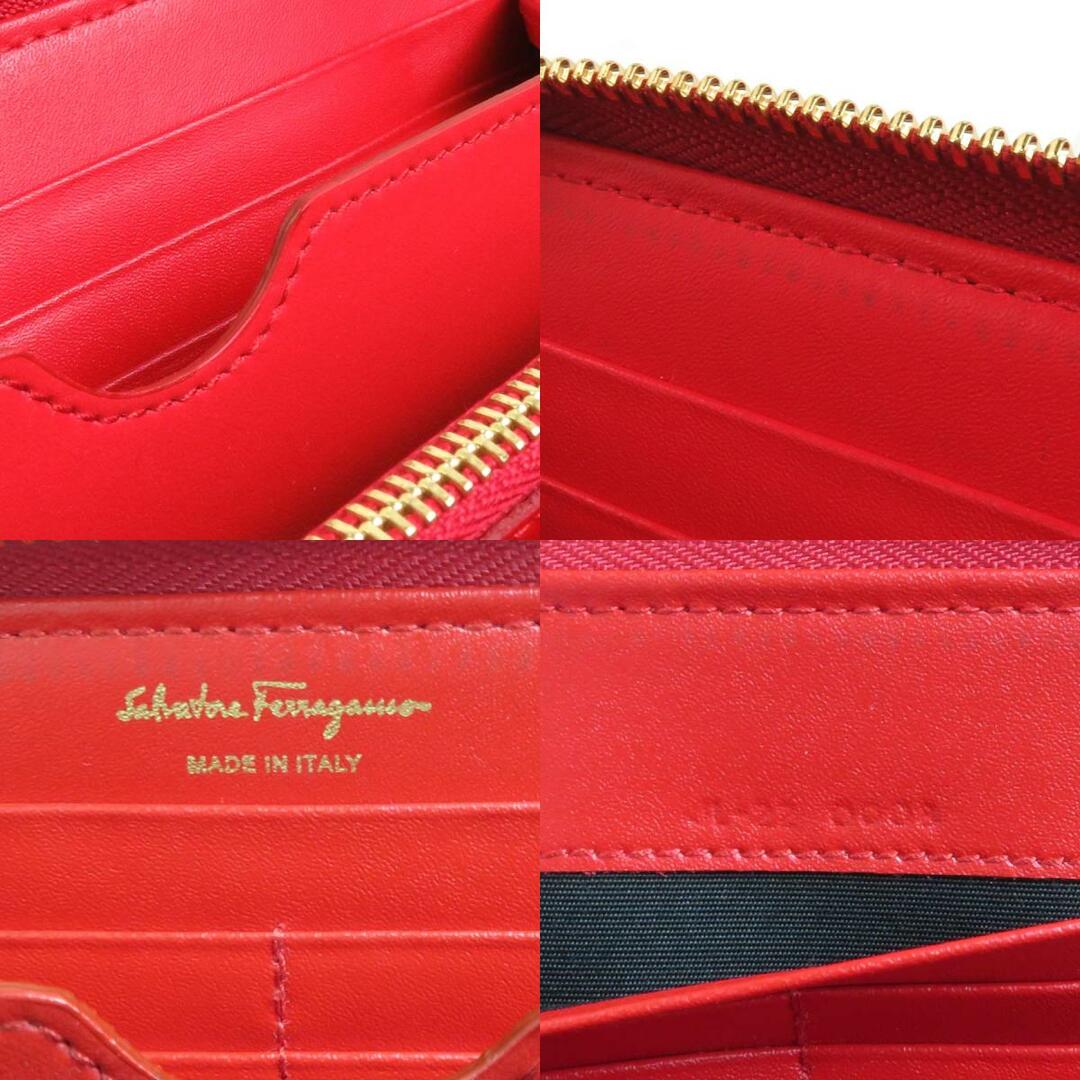 サルヴァトーレフェラガモ Salvatore Ferragamo ラウンドファスナー長財布 ガンチーニ レザー レッド レディース 送料無料 55501g