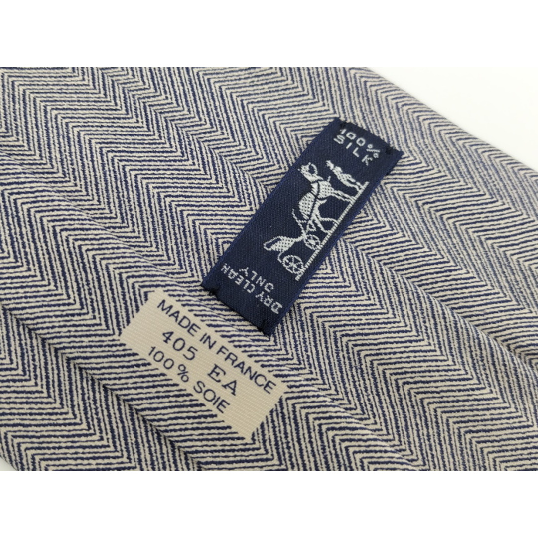 HERMES - HERMES ネクタイ ストライプ シルク 100% グレー系 405 HERMES - HERMES ネクタイ ストライプ シルク 100% グレー系 405
