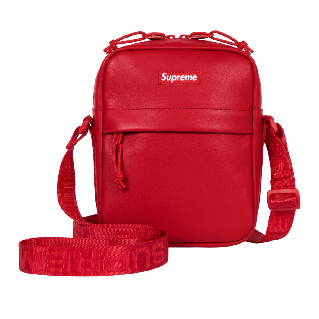 supreme 23FW Leather Shoulder Bag RED
