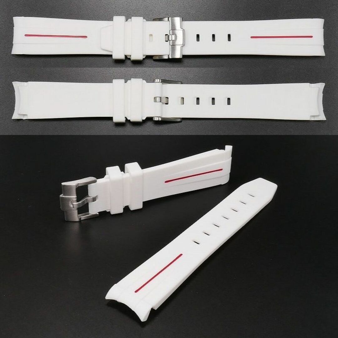 OMEGA(オメガ)のスウォッチ×オメガ 対応ラバーベルトB 尾錠付き ホワイトベルト/レッドライン メンズの時計(ラバーベルト)の商品写真