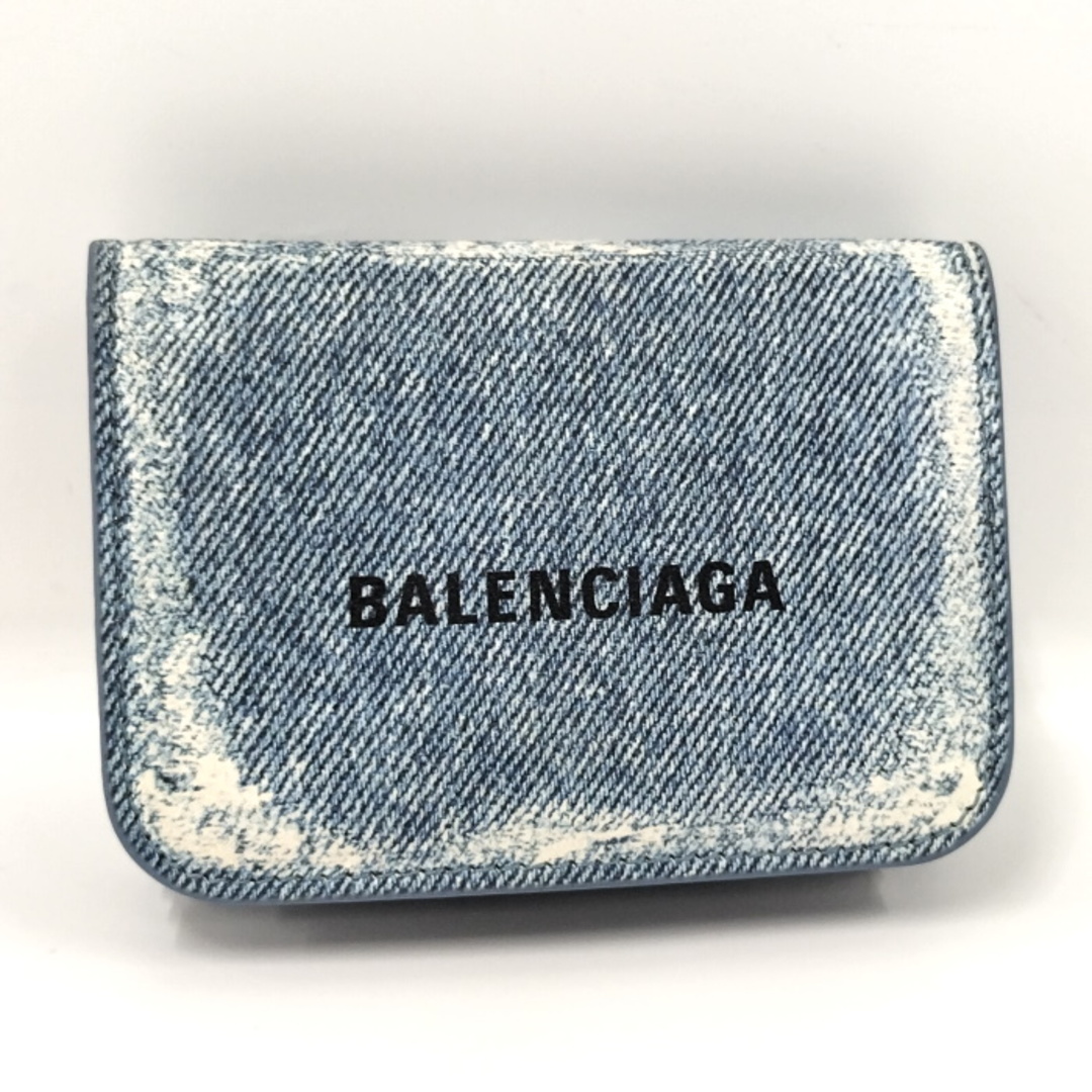 BALENCIAGA - BALENCIAGA コンパクトウォレット レザー デニム柄 BALENCIAGA - BALENCIAGA コンパクトウォレット レザー デニム柄