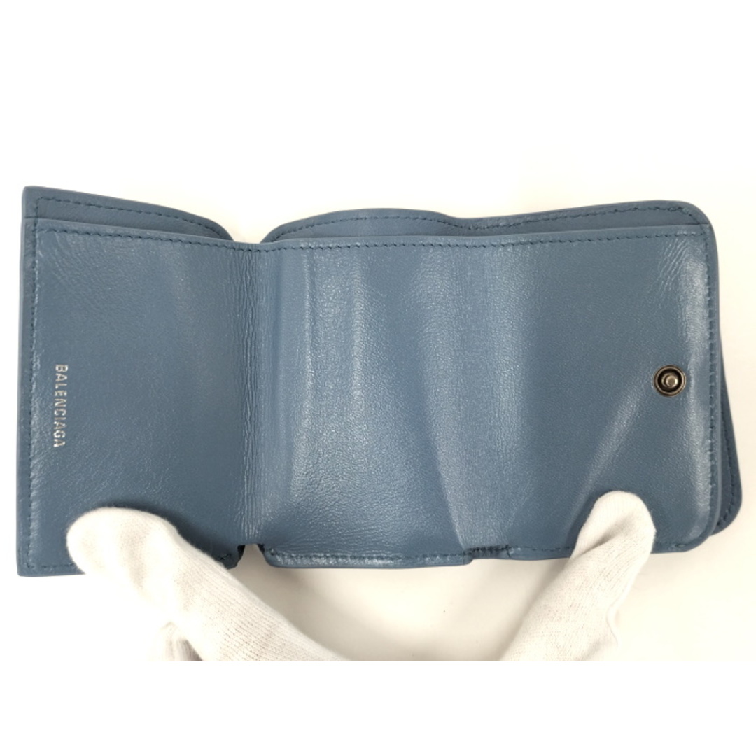 BALENCIAGA - BALENCIAGA コンパクトウォレット レザー デニム柄 BALENCIAGA - BALENCIAGA コンパクトウォレット レザー デニム柄