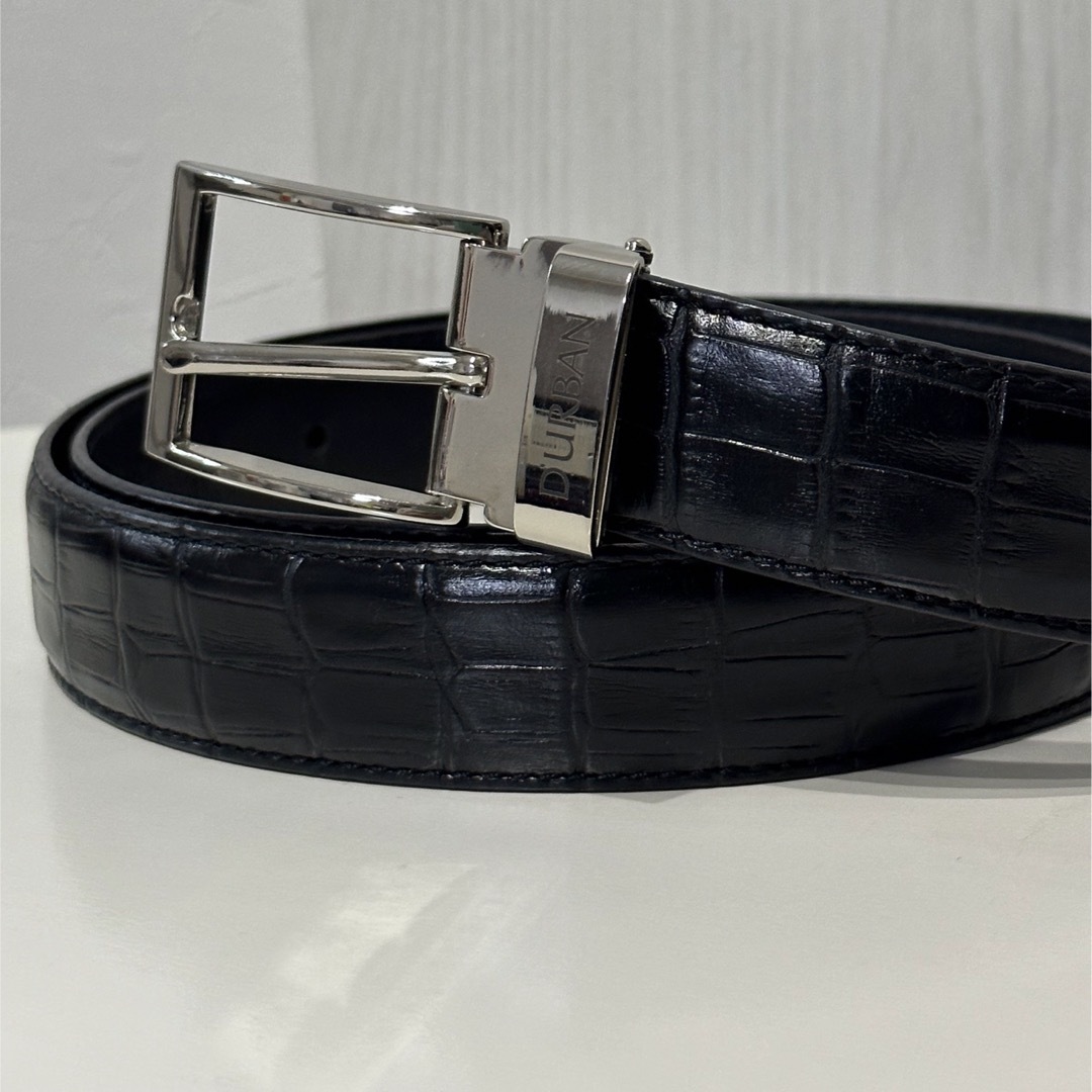 D’URBAN(ダーバン)のダーバン　本革ベルト　黒のクロコ型押し　メンズ メンズの時計(レザーベルト)の商品写真