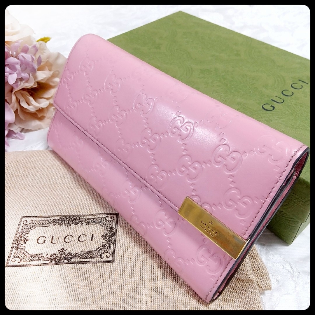 売り出し半額 GUCCI グッチ 長財布 GG シグネチャー レザー ピンク