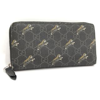 グッチ(Gucci)のGUCCI GGスプリーム タイガープリント ラウンドファスナー長財布(長財布)