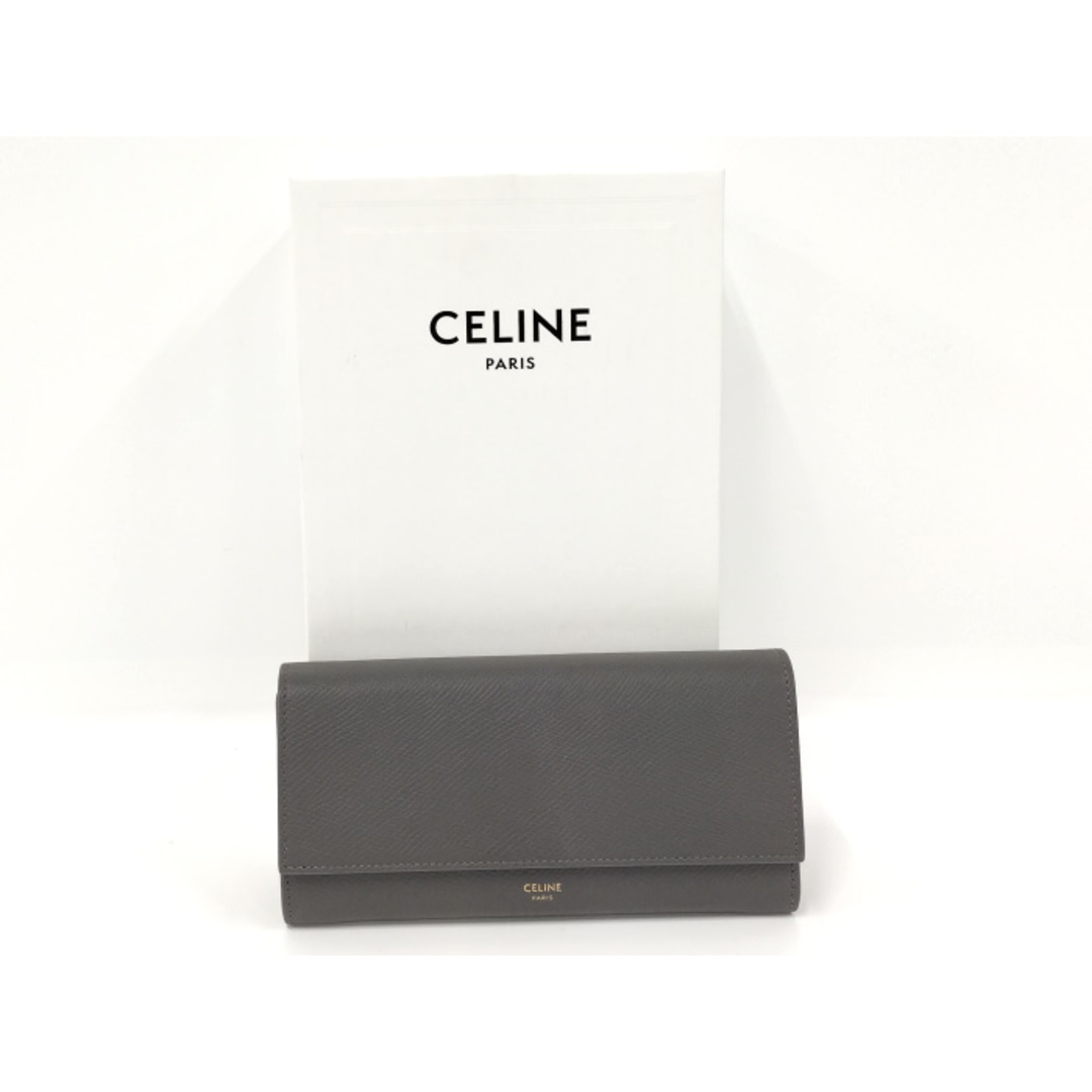 celine(セリーヌ)のCELINE ラージ フラップウォレット レザー グレー 10B563BEL レディースのファッション小物(財布)の商品写真