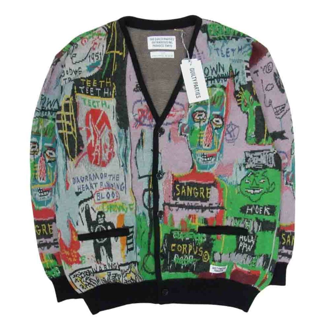 WACKO MARIA ワコマリア カーディガン 22AW BASQUIAT-WM-KN06 JEAN-MICHEL BASQUIAT CARDIGAN TYPE-3 バスキア モヘア カーディガン XL マルチカラー系 XL【極上美品】約55cm着丈