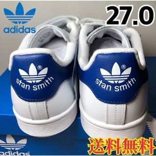 アディダス(adidas)の【新品】アディダス スタンスミス スニーカー ベルクロ ブルー 白 27.0(スニーカー)