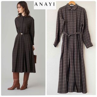 美品　Anayi ロングワンピース　チェック　Mサイズ　38