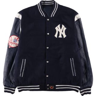 古着 JH DESIGN MLB NEW YORK YANKEES ニューヨークヤンキース リバーシブル 袖革ウールスタジャン アワードジャケット バーシティジャケット メンズXXL /evb002740(スタジャン)