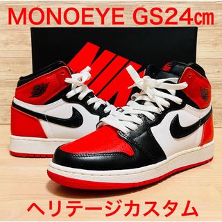 ジョーダン(Jordan Brand（NIKE）)のナイキ GS エアジョーダン1 ハイ OG ヘリテージ ブレッド トゥ カスタム(スニーカー)