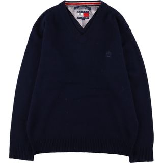 トミーヒルフィガー(TOMMY HILFIGER)の古着 90年代 トミーヒルフィガー TOMMY HILFIGER Vネック ウールニットセーター メンズS ヴィンテージ /eaa344626(ニット/セーター)