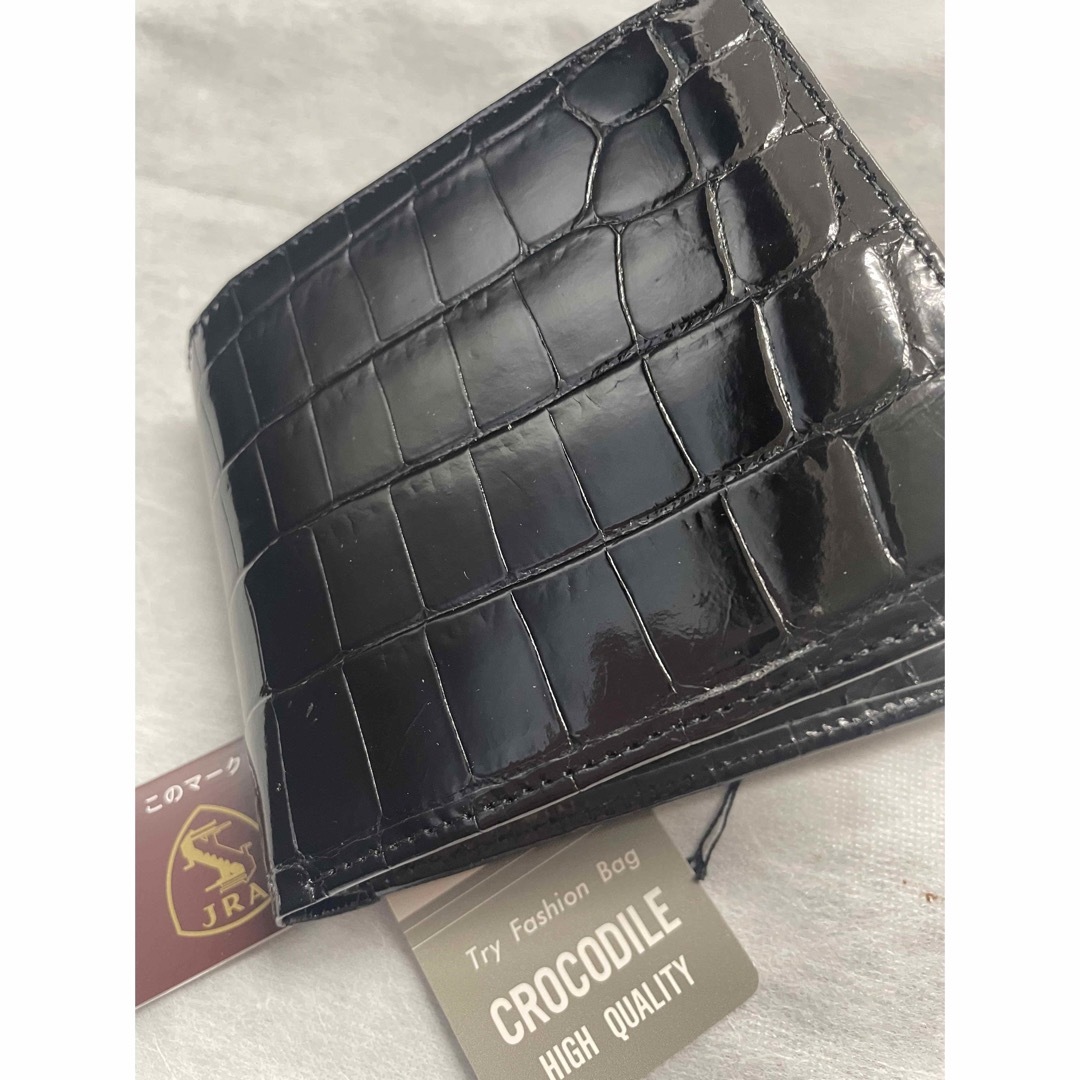 クロコダイル 財布 二つ折り 艶あり シャイニング JRA紙タグ付き 新品- クロコダイル 財布 二つ折り 艶あり シャイニング JRA紙タグ付き 新品-