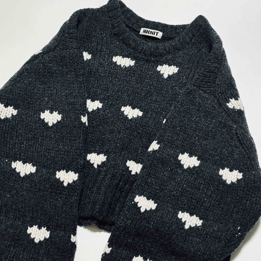 NKNIT ンニット ♡pattern KNIT ハートパターンニット グレー-