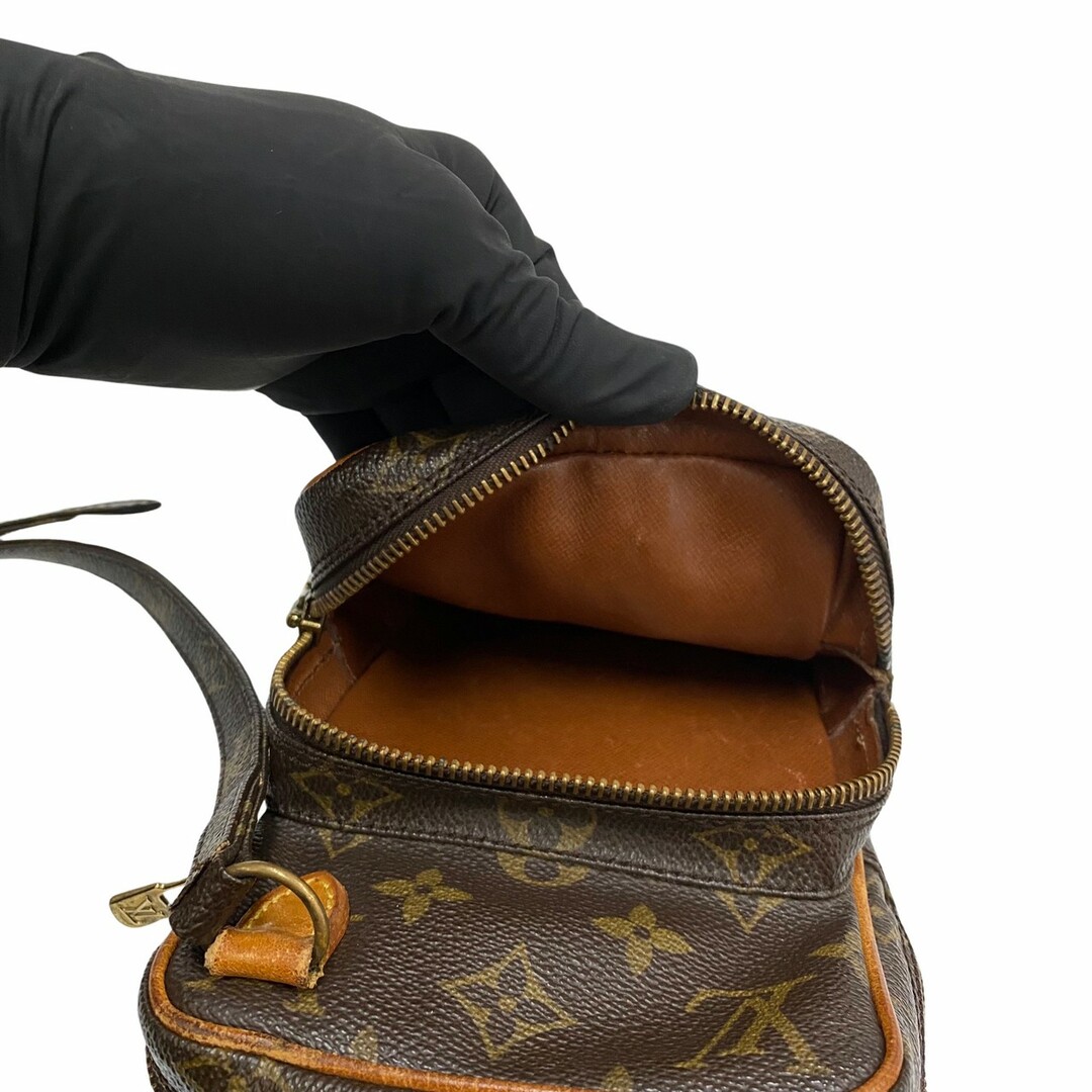 極 美品 希少品 LOUIS VUITTON ルイヴィトン アマゾン モノグラム レザー 本革 ミニ ショルダーバッグ ポシェット ブラウン 茶  16366