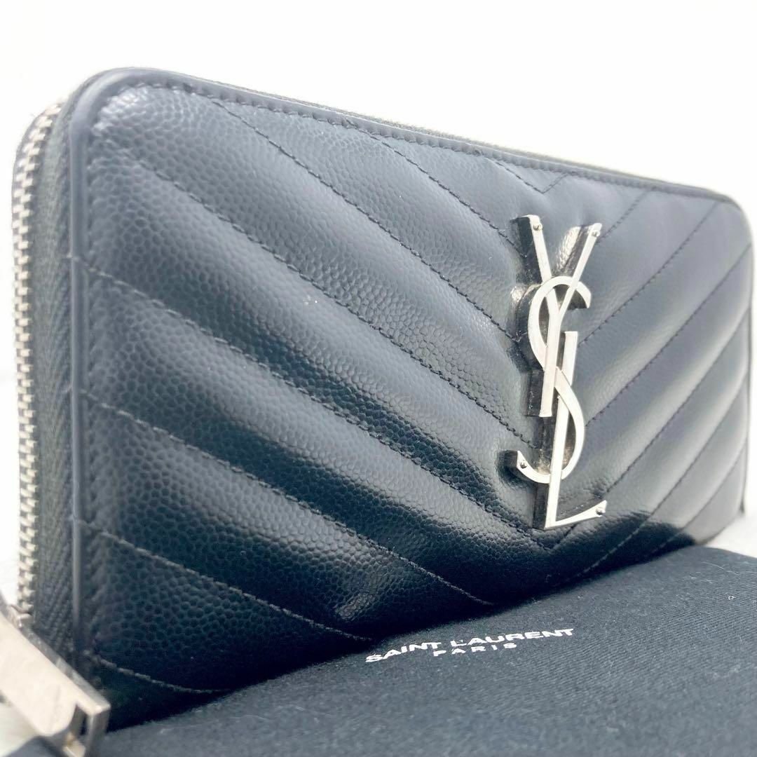 美品 SAINT LAURENT/サン ローラン ラウンドファスナー長財布