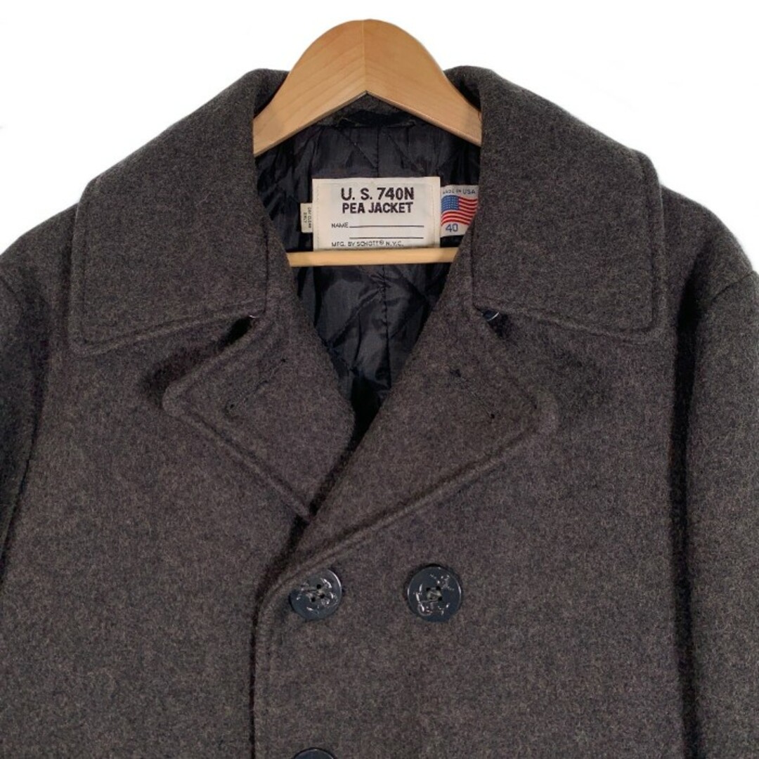 Schott ショット U.S.740N PEA JACKET メルトン ウール ピーコート グレー Size 40 メンズのジャケット/アウター(ピーコート)の商品写真