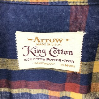 ARROW - 古着 70年代 アロー Arrow King Cotton オープンカラー 長袖 ...