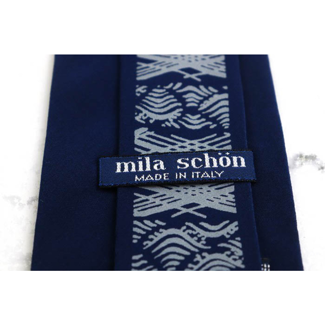 mila schon(ミラショーン)のミラショーン ブランド ネクタイ シルク ボーダー柄 メンズ ネイビー mila schon メンズのファッション小物(ネクタイ)の商品写真