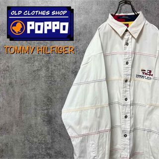 トミーヒルフィガー(TOMMY HILFIGER)のトミーヒルフィガー☆刺繍ロゴカラーステッチ切替セーリングシャツ 90s ②(シャツ)