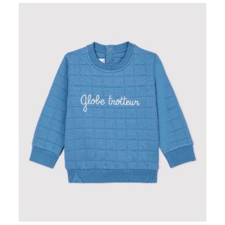 プチバトー(PETIT BATEAU)のプチバトーチュビックキルティングプルオーバ　ジェラートピケ ダイナソーロンパース(トレーナー)