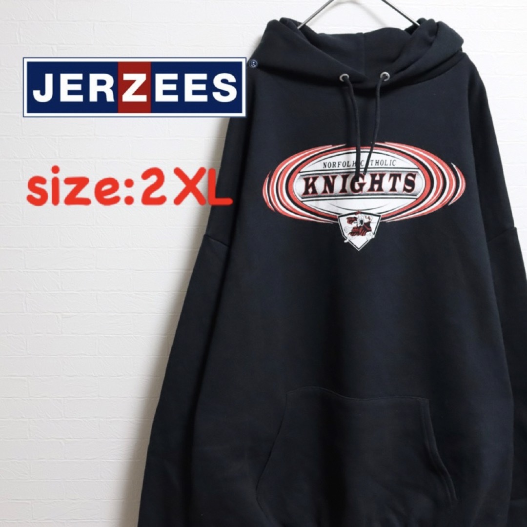 JERZEES(ジャージーズ)のジャージーズ　古着　パーカー　カトリック　ノーフォーク　ナイト　ゆるダボ　2XL メンズのトップス(パーカー)の商品写真