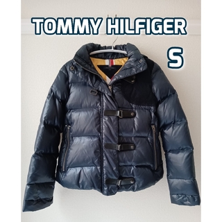 トミーヒルフィガー(TOMMY HILFIGER)の美品　トミーフィルガー　フーデットダウンジャケット　ネイビー　レディース　S(ダウンジャケット)