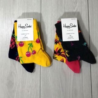 ハッピーソックス(Happy Socks)のハッピーソックス☆キッズ4足セット　黄チェリー(靴下/タイツ)