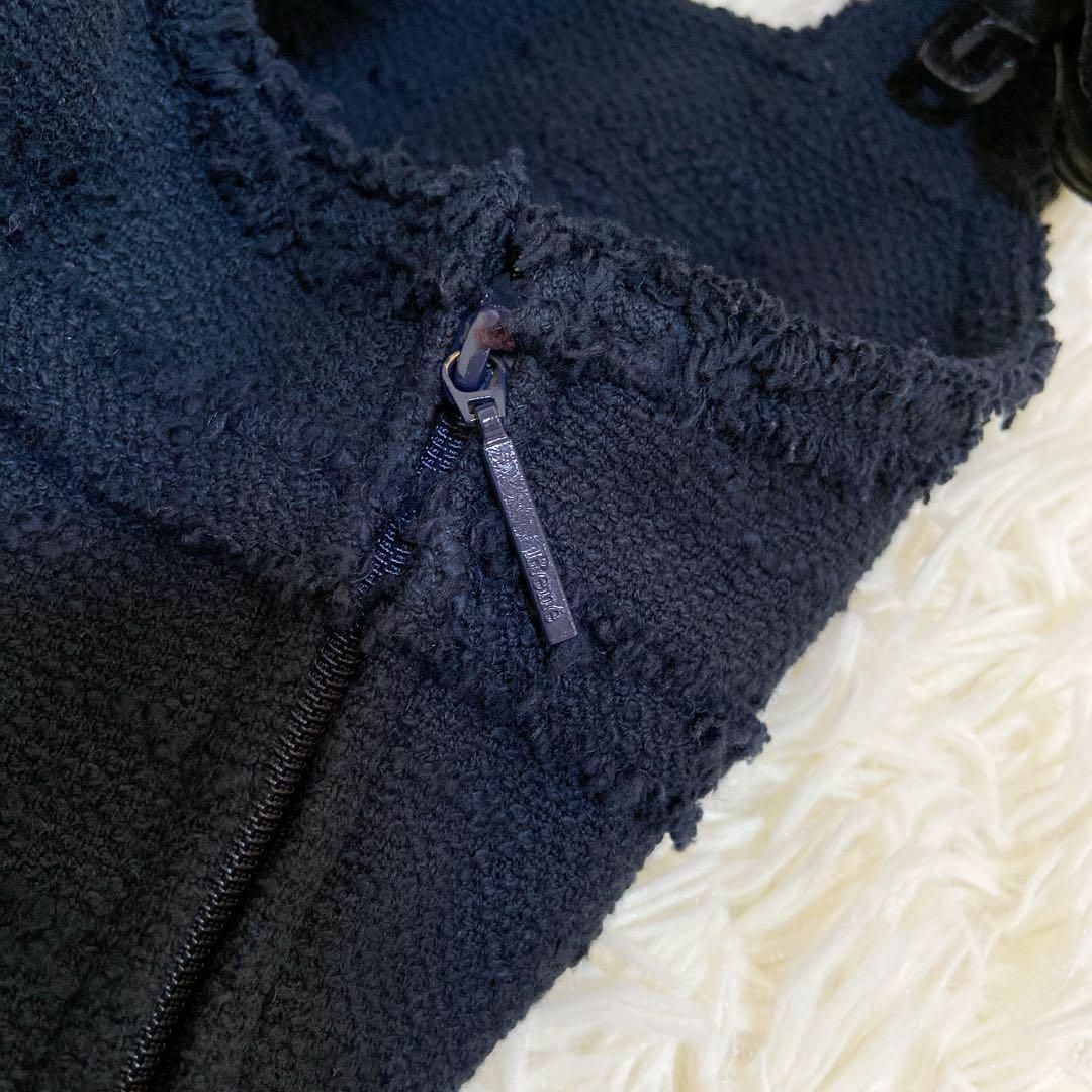 René - 美品☆ Rene ルネ 高級TISSUE社製 ツイードワンピース ネイビー