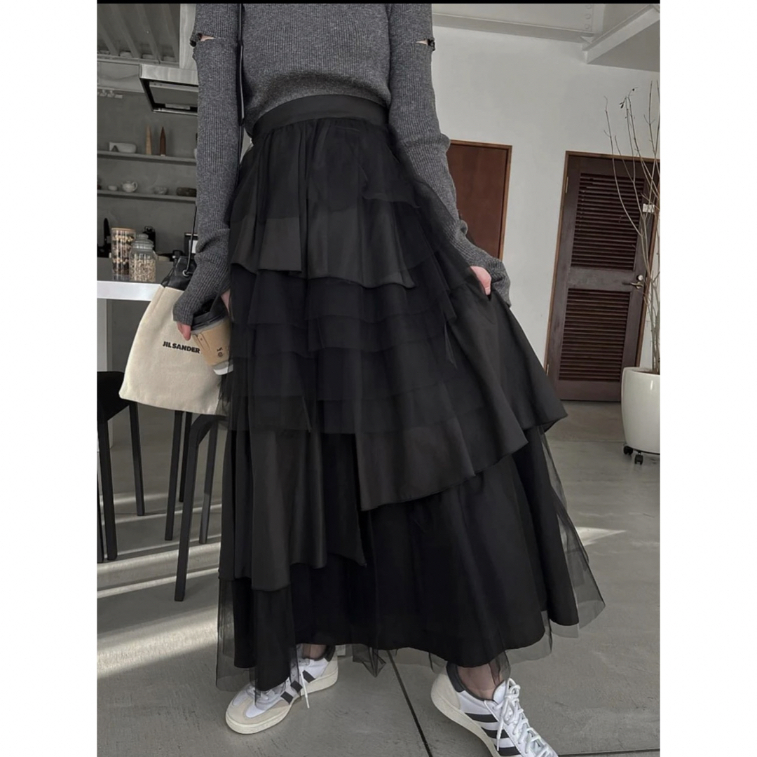 random tiered tulle \u0026 pongee SK畳ジワなどはご了承下さい