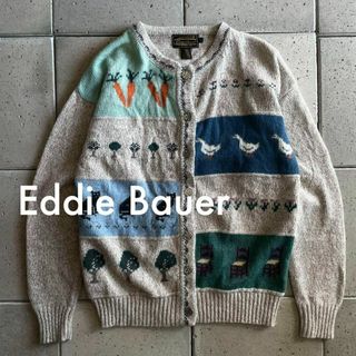 エディーバウアー(Eddie Bauer)の80s Eddie Bauerエディバウアー アニマル ニット カーディガン(カーディガン)