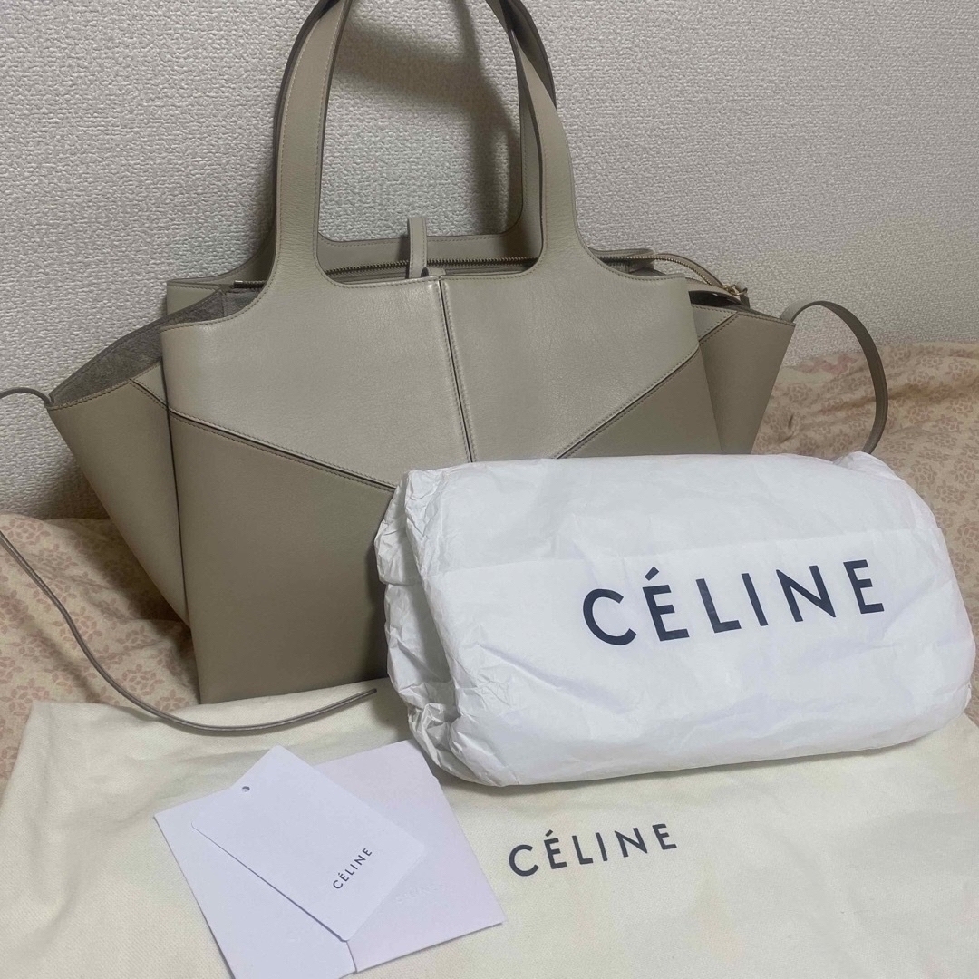 CELINE  セリーヌ　トリフォルド　レザー　トート　ハンド　バッグ　ブラック