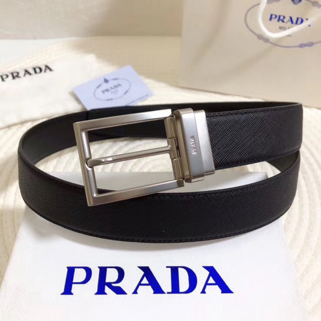 PRADA プラダ レザーベルト メンズ ブラックレディース