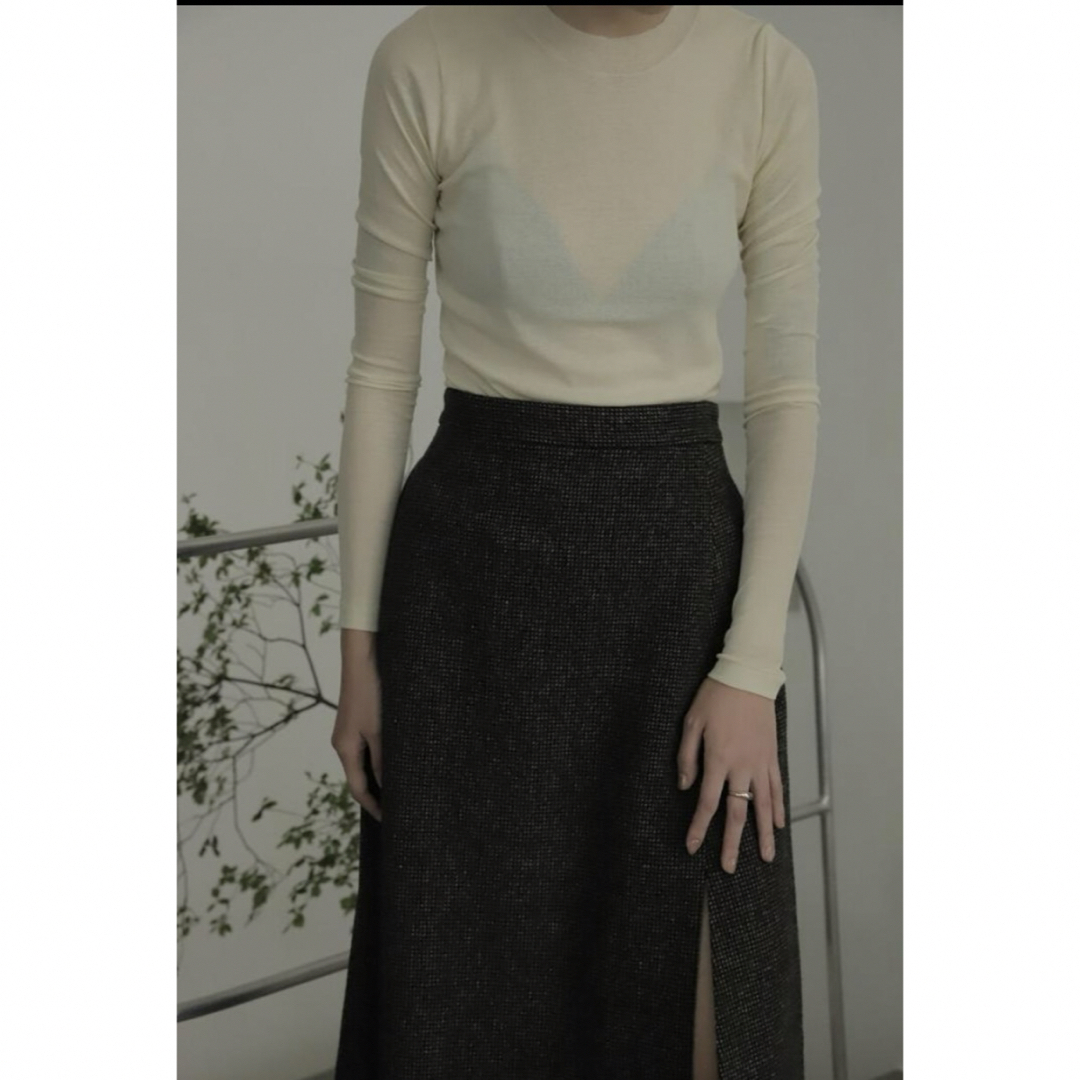 22AW AURALEE WOOL HAIRLINE TWEED SKIRT