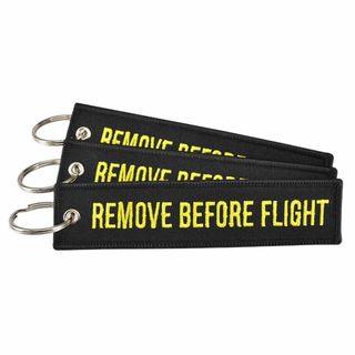 『REMOVE BEFORE FLIGHT』(黒・黄文字)キーチェーン(その他)