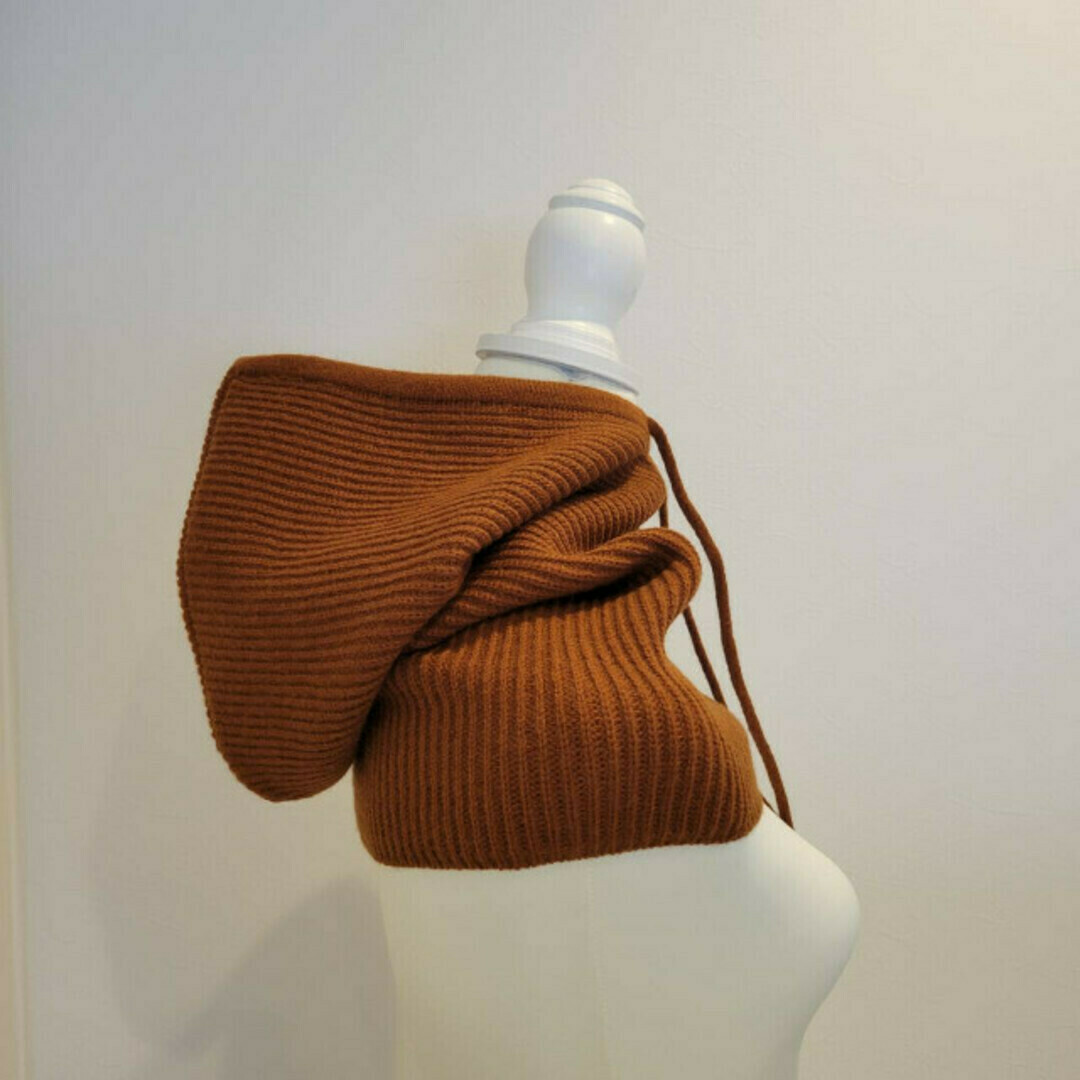 防寒 バラクラバ ネックウォーマー フードウォーマー ユニセックス ブラウン 茶 レディースの帽子(ニット帽/ビーニー)の商品写真
