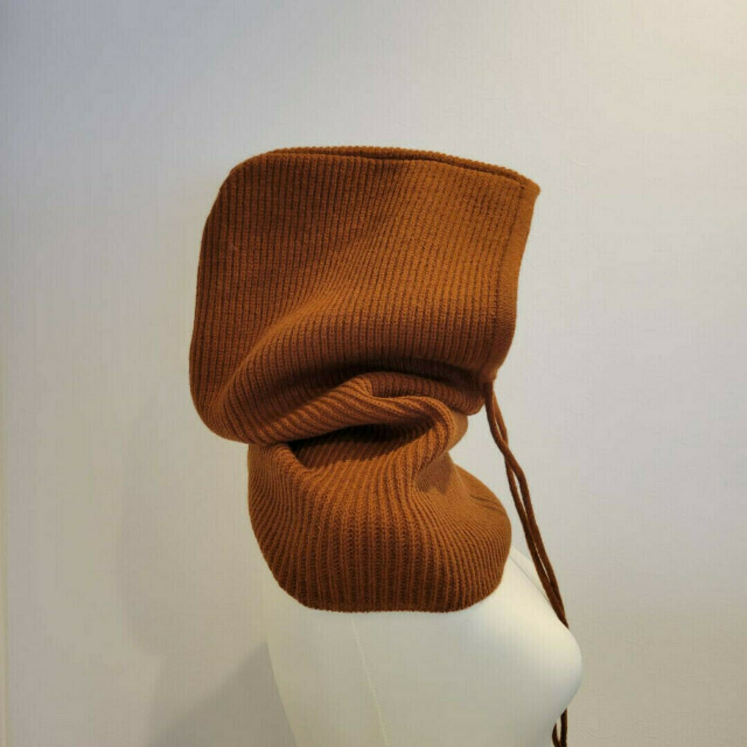 防寒 バラクラバ ネックウォーマー フードウォーマー ユニセックス ブラウン 茶 レディースの帽子(ニット帽/ビーニー)の商品写真