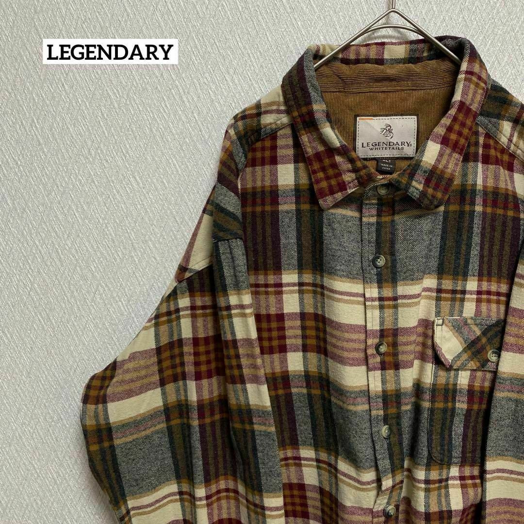 LEGENDARY ネルシャツ 長袖 シンプル ゆるだぼ トールサイズ XL