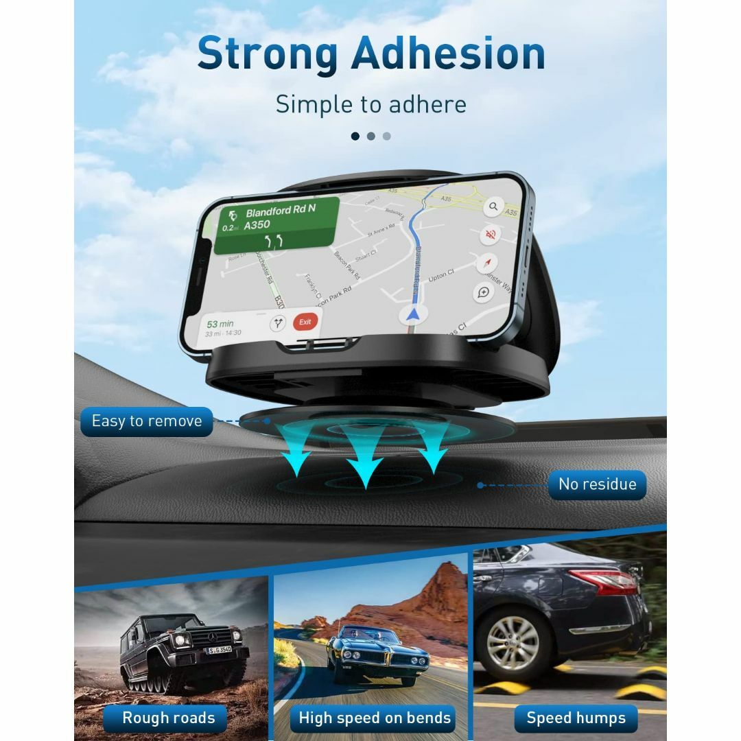 スマホホルダー 車，車のダッシュボードが適用できるの新式，360度回転