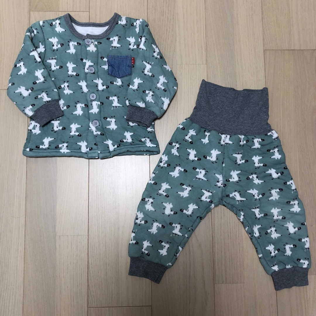 キルトパジャマ　90cm  きつね　緑　グリーン キッズ/ベビー/マタニティのキッズ服男の子用(90cm~)(パジャマ)の商品写真