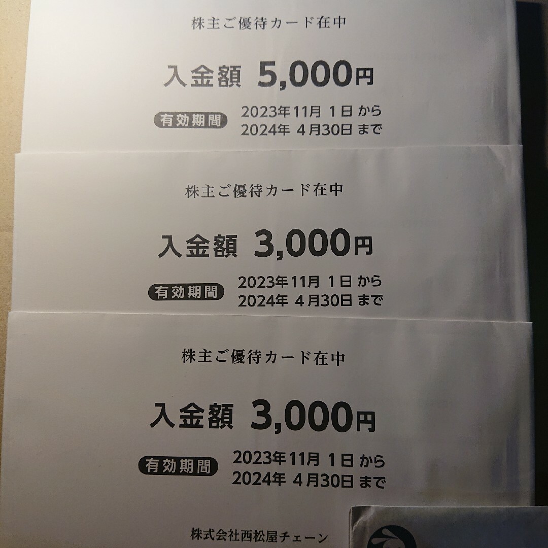 西松屋(ニシマツヤ)の最新 西松屋 株主ご優待カード 11000円分 有効期限 2024年4月30日 チケットの優待券/割引券(ショッピング)の商品写真