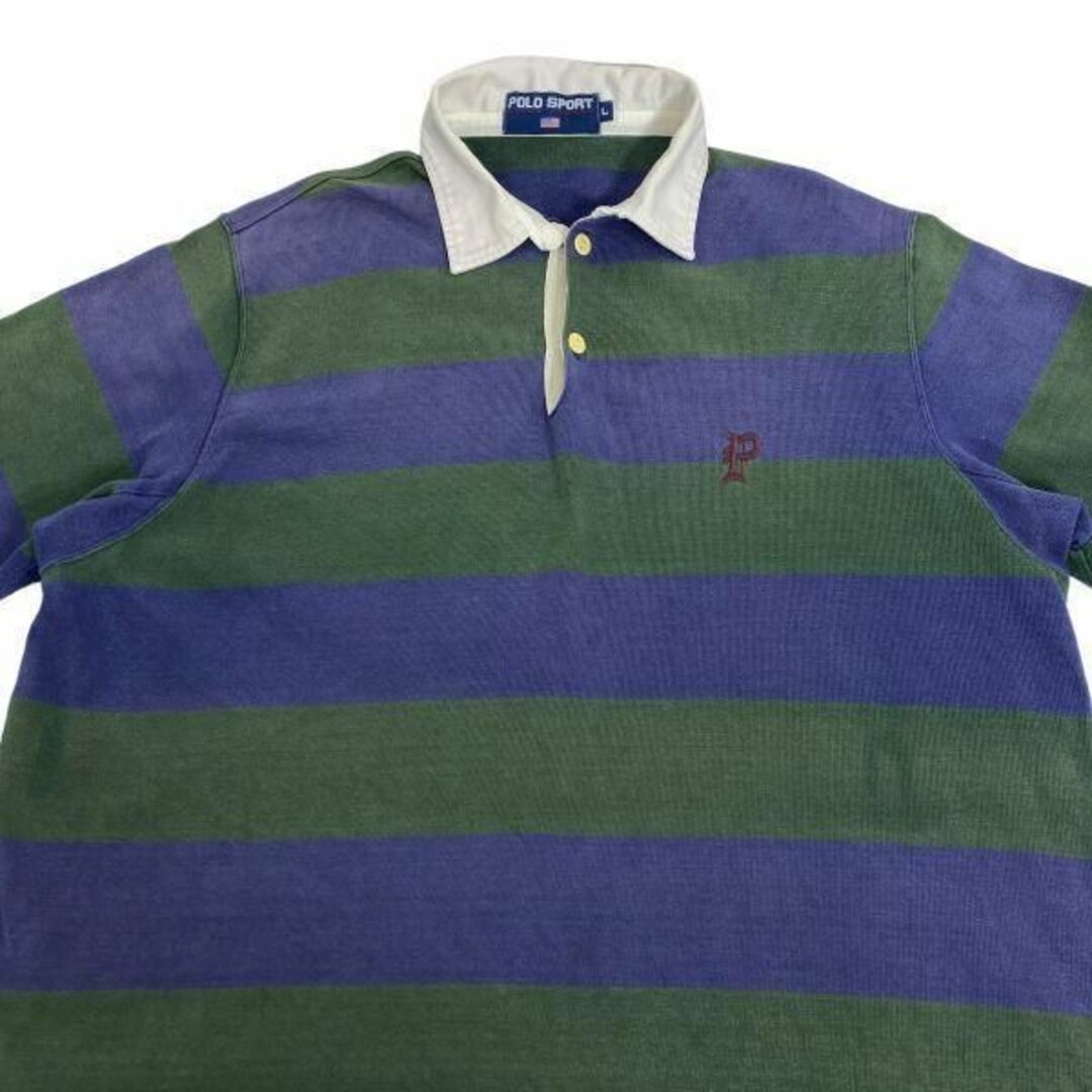 90s ポロスポーツ ラルフローレン ラガーシャツ ポロシャツ 青緑