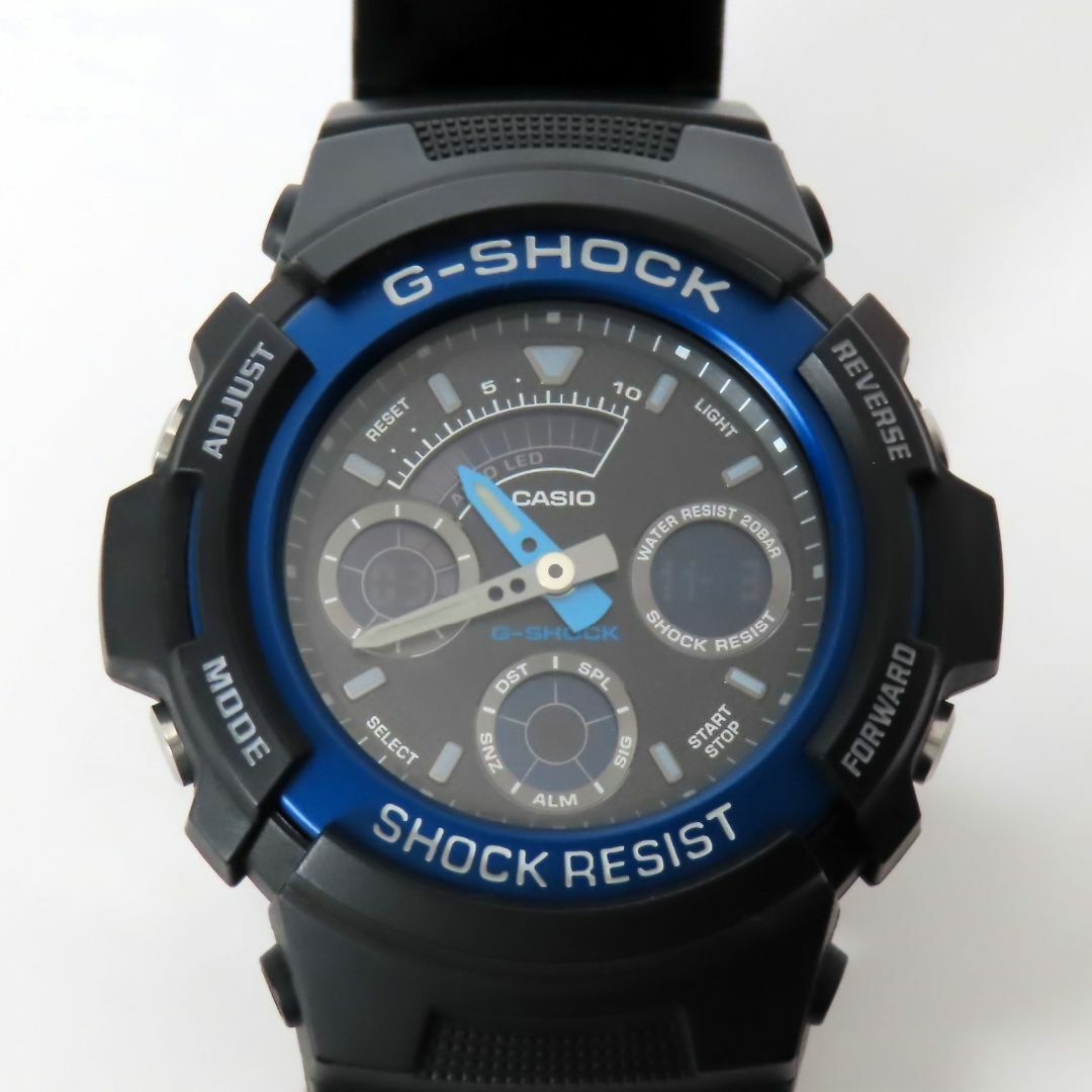 稼働品 美品 CASIO G-SHOCK カシオ  腕時計 AW-591 黒×青ブラック×ブルーバンド