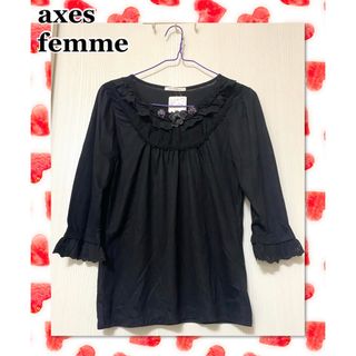 アクシーズファム(axes femme)のaxesfemme アクシーズファム　デザイン衿　七分袖　インナー　プルオーバー(カットソー(長袖/七分))