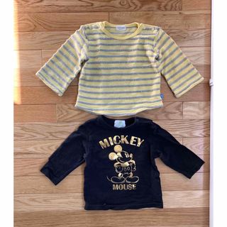 キッズズー(kid’s zoo)のキッズズー＆ミッキー　トップス　ロンT　２枚セット(Ｔシャツ)